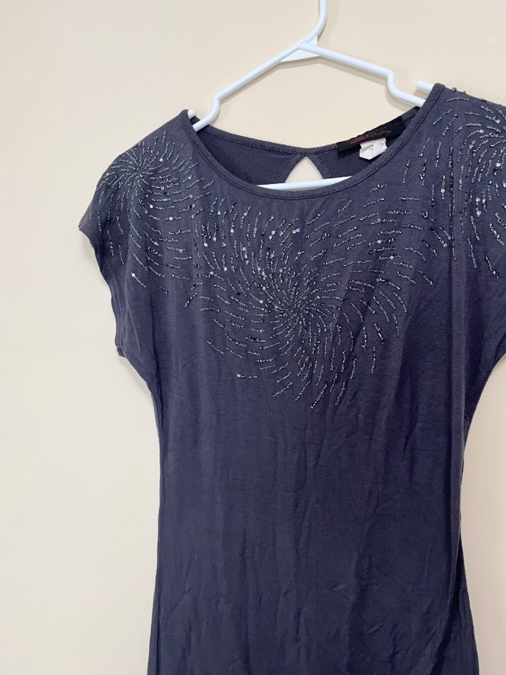 y2k Seductions beaded sequin abstract crew t-shirt